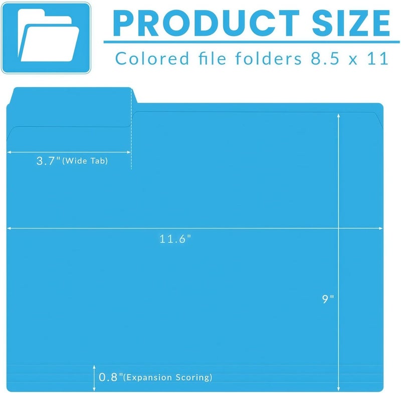 ARTFLY 120 Pack Colored File Folders, 1/3 Cut Tab Letter Size 8.5" x 11" Manila Folders, Assorted 6 Colors for School, Office Supplies, Filing Folders & Document Organization - Image 2